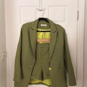 Simons Green and Black Checkered Blazer